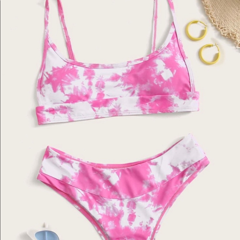 Sheik pink tie dye bikini set